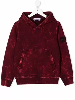 Худи с эффектом потертости Stone Island Junior, красный