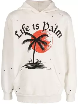 Худи с эффектом разбрызганной краски Palm Angels, белый