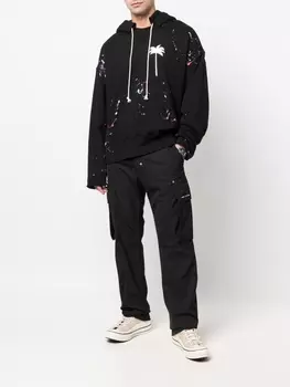 Худи с эффектом разбрызганной краски Palm Angels, черный
