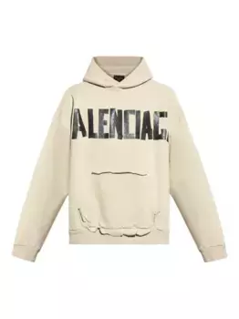 Худи с бахромой и логотипом BALENCIAGA, нейтральный
