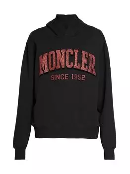 Худи с блестящим логотипом Moncler, черный