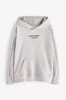 Худи с цепочкой и логотипом Abercrombie & Fitch, серый
