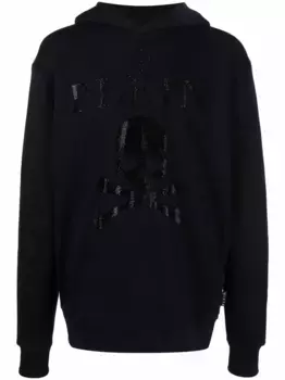 Худи с декором Skull и кристаллами Philipp Plein, черный