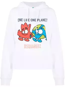 Худи с графичным принтом DSQUARED2, белый