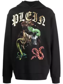 Худи с графичным принтом Philipp Plein, черный