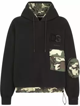 Худи с камуфляжным принтом и логотипом Dolce & Gabbana, черный