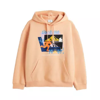 Худи с капюшоном и принтом время пришло H&amp;M Relaxed Fit Printed hoodie, светло-оранжевый