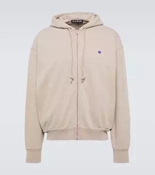 Худи с капюшоном из хлопкового флиса Acne Studios, нейтральный