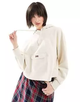 Худи с капюшоном Lee Vintage с центральным логотипом цвета экрю