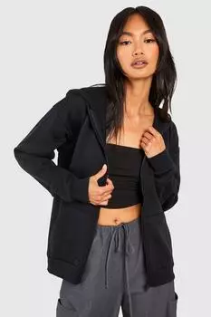 Худи с капюшоном на молнии из переработки Boohoo, черный