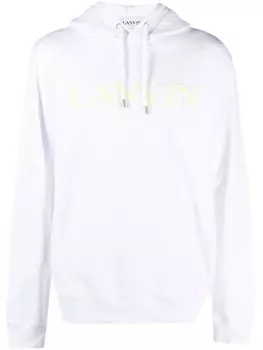 Худи с карманом-муфтой и вышитым логотипом Lanvin, белый