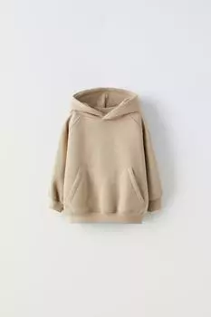 Худи с карманом ZARA, светло-бежевый