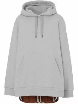 Худи с клетчатой вставкой BURBERRY, серый