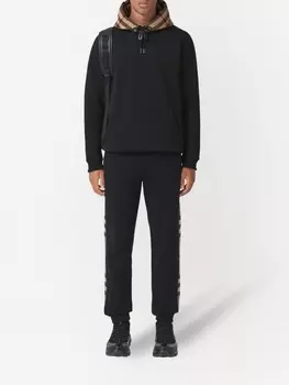 Худи с клетчатым капюшоном Burberry, черный