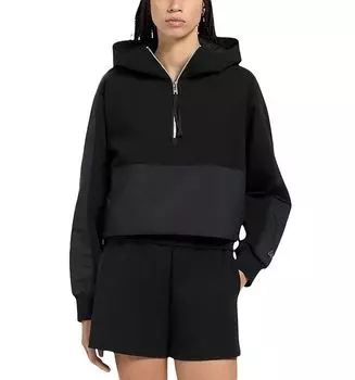 Худи с комбинированными материалами Moose Knuckles, черный