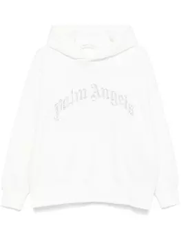 Худи с кристаллами и логотипом Palm Angels, белый