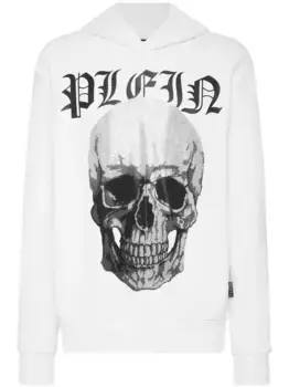 Худи с кристаллами и логотипом Philipp Plein, белый