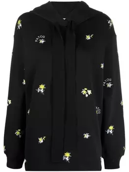 Худи с кулиской и цветочной вышивкой Patou, черный