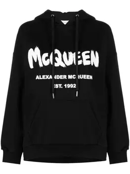 Худи с кулиской и логотипом Alexander McQueen, черный