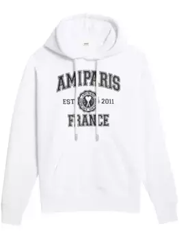 Худи с кулиской и логотипом AMI Paris, белый