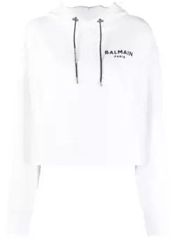 Худи с кулиской и логотипом BALMAIN, белый
