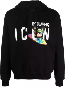 Худи с кулиской и логотипом DSQUARED2, черный