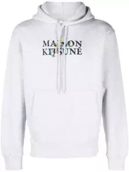 Худи с кулиской и логотипом Maison Kitsun, серый