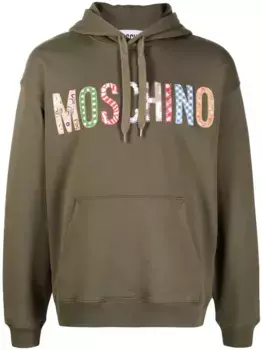 Худи с кулиской и логотипом Moschino, зеленый
