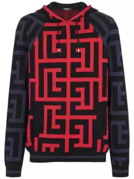 Худи с кулиской и монограммой BALMAIN, синий