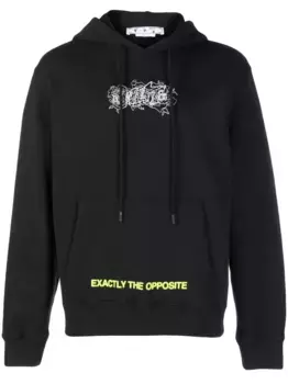Худи с кулиской и надписью OFF-WHITE, черный