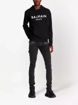 Худи с логотипом BALMAIN, черный