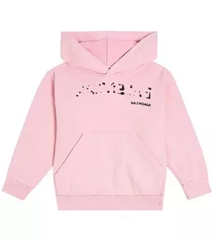 Худи с логотипом из хлопка Balenciaga Kids, розовый