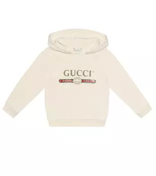 Худи с логотипом из хлопка Gucci, белый