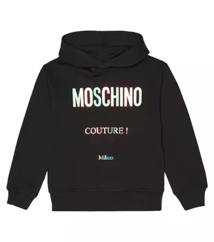 Худи с логотипом из хлопка Moschino, черный