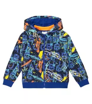 Худи с логотипом из смесового хлопка Marc Jacobs Kids, синий