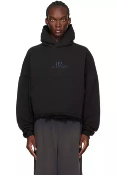 Худи с необработанными краями Balenciaga, черный