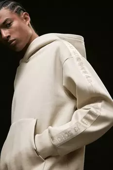 Худи с полосками по бокам свободного кроя H&M, бежевый