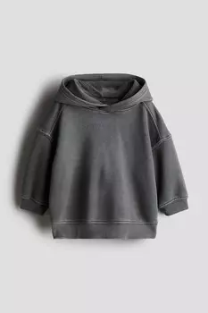 Худи с потертым эффектом H&M, серый