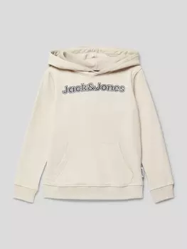 Худи с принтом этикетки, модель LAKEWOOD Jack & Jones, экрю