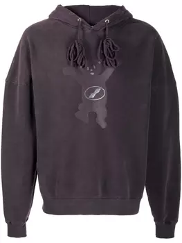 Худи с принтом и кулиской We11done, серый