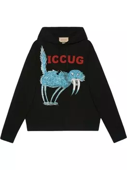 Худи с принтом ICCUG из коллаборации с Freya Hartas Gucci, черный