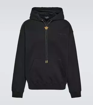 Худи с принтом Medusa из хлопка Versace, черный
