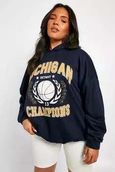 Худи с принтом plus michigan Boohoo, нави
