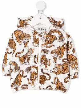Худи с принтом Pop Tiger Kenzo Kids, бежевый