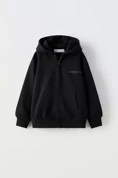 Худи с принтом слогана ZARA, черный