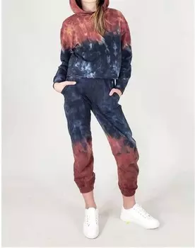 Худи с принтом тай-дай Girl Fiery Tie Dye цвета ржавчины/темно-синего цвета tractr