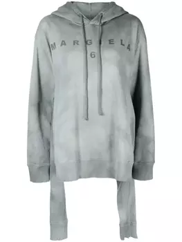 Худи с принтом тай-дай и логотипом MM6 Maison Margiela, зеленый