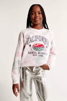 Худи с принтом тай-дай в стиле Калифорния Abercrombie & Fitch, белый