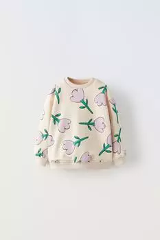 Худи с принтом ZARA, экрю