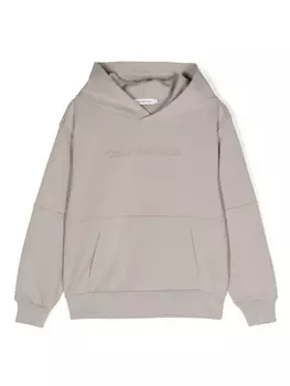 Худи с приспущенными плечами и вышитым логотипом Calvin Klein Kids, серый